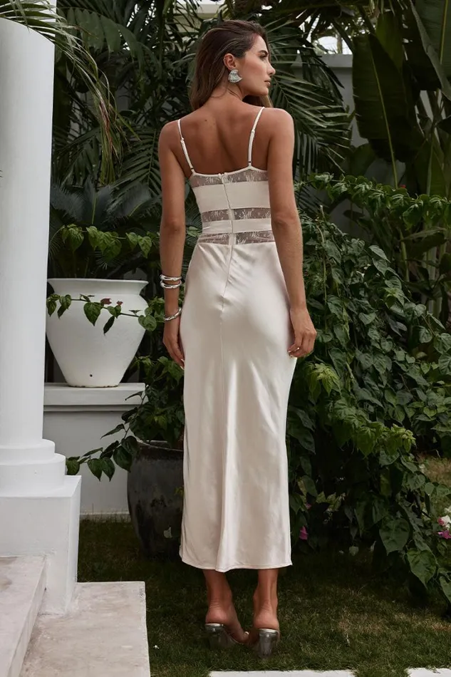 Runaway The Label Slip Dresses MELROSE MIDI DRESS Champagne 8211 Women