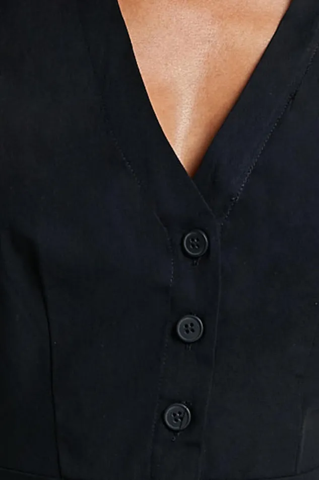 Sahar Mini Dress 8211 Flutter Sleeve Button Through Dress In Black Women Showpo Conscious