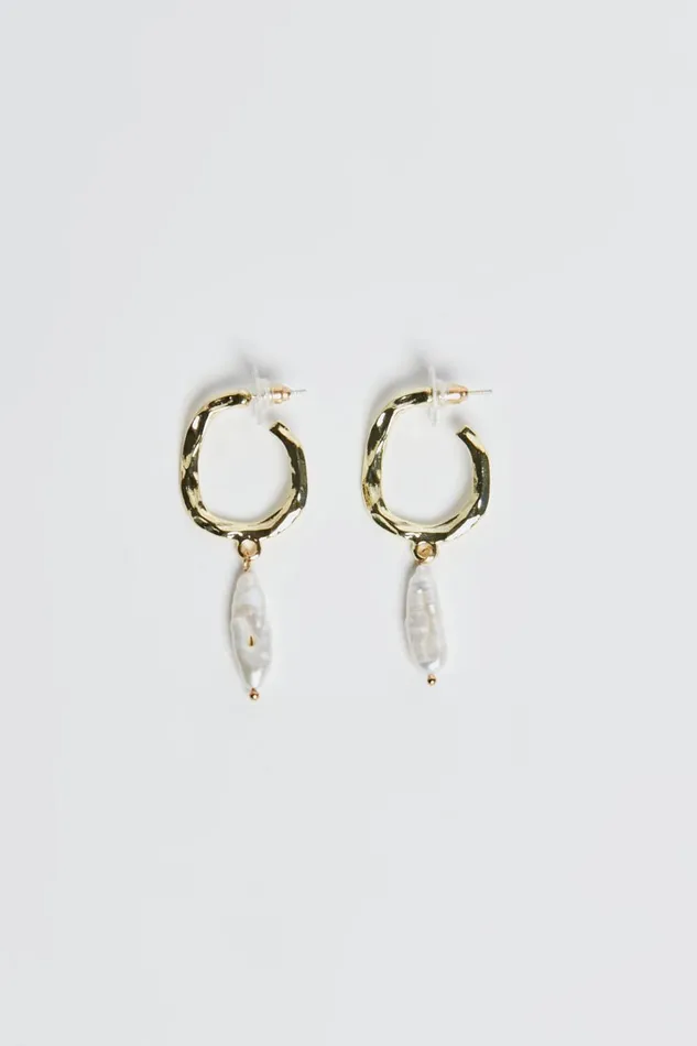 Sally Earrings 8211 Rustic Hoop Pearl Drop Earrings In Gold Women Showpo Earrings