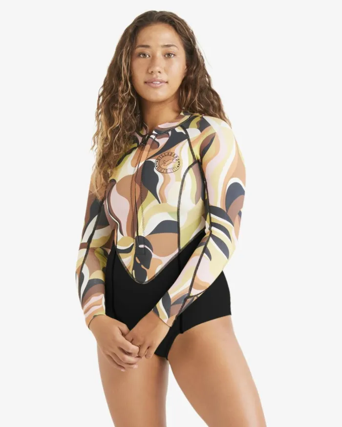 Salty Dayz Long Sleeve Spring Wetsuit Hidden Palms Multi Women Billabong Billabong Surf Capsule
