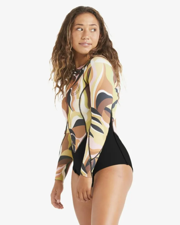 Salty Dayz Long Sleeve Spring Wetsuit Hidden Palms Multi Women Billabong Billabong Surf Capsule