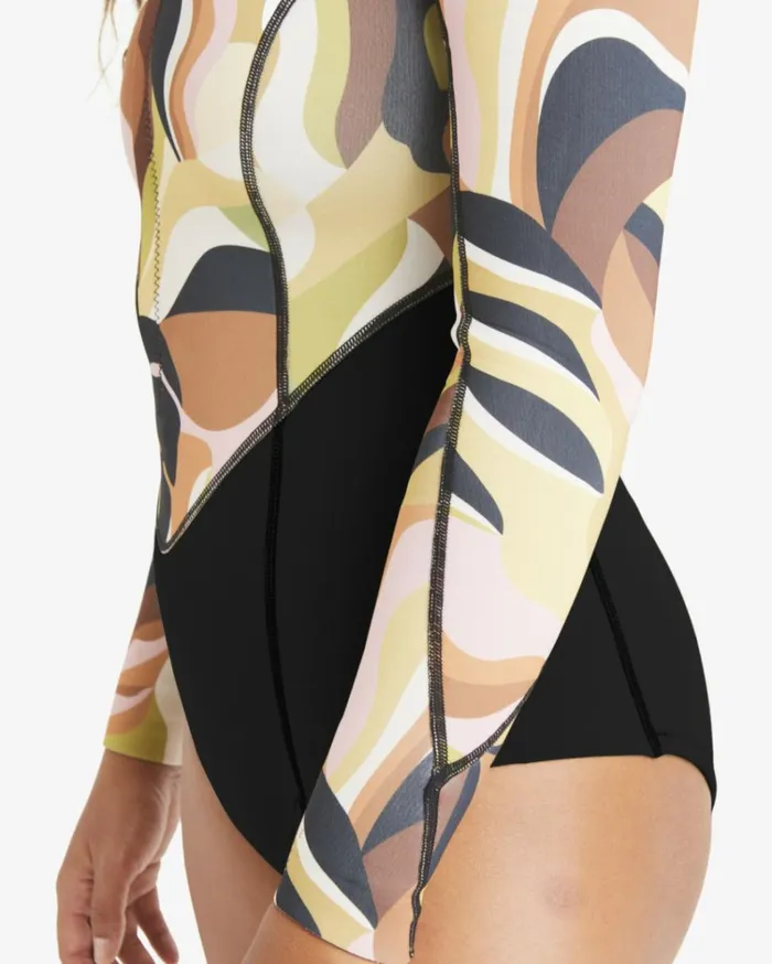 Salty Dayz Long Sleeve Spring Wetsuit Hidden Palms Multi Women Billabong Billabong Surf Capsule