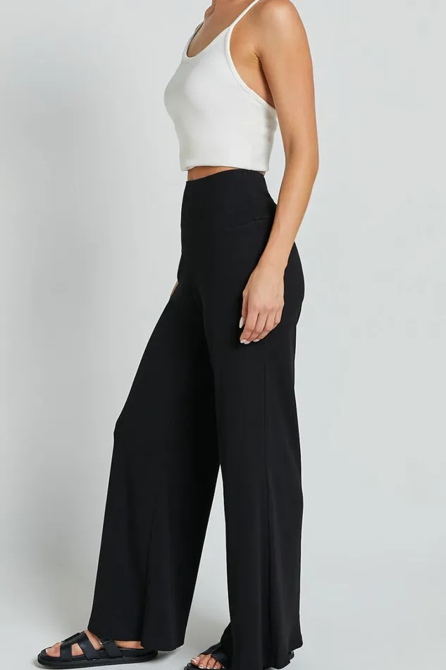 Sammie Pants 8211 Jersey High Waisted Wide Leg Pants In Black Women Showpo Curve Clothes