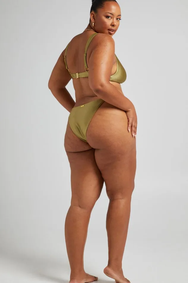 Sandy Bottoms 8211 Elastic Side Bottoms In Olive Women Showpo Swimwear