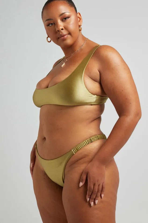 Sandy Bottoms 8211 Elastic Side Bottoms In Olive Women Showpo Swimwear
