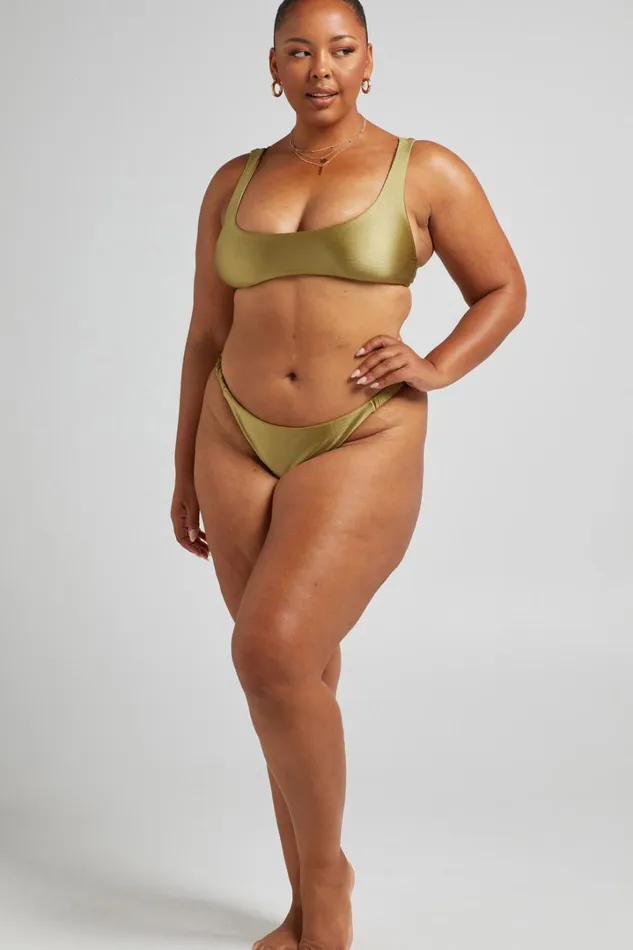 Sandy Bottoms 8211 Elastic Side Bottoms In Olive Women Showpo Swimwear