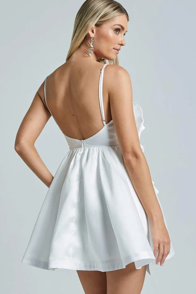 Seana Mini Dress 8211 Sculptural Flower Dress In White Women Showpo Dresses