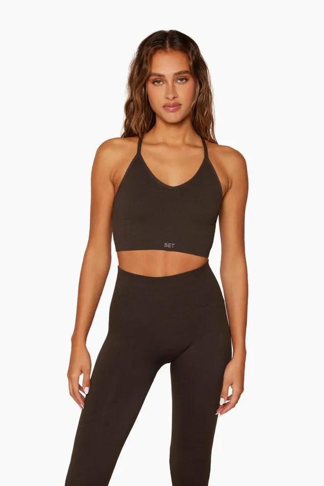 SET ACTIVE Activewear SCULPTFLEX POWER RIBBED V BRA 8211 ESPRESSO 8211 Women