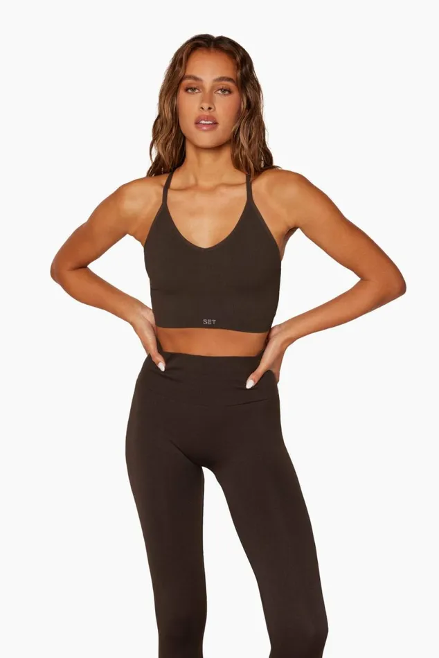 SET ACTIVE Activewear SCULPTFLEX POWER RIBBED V BRA 8211 ESPRESSO 8211 Women
