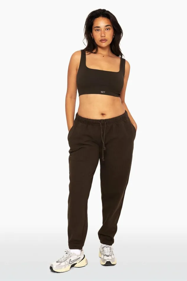 SET ACTIVE Bottoms HEAVYWEIGHT SWEATS DRAWSTRING SWEATPANTS 8211 ESPRESSO 8211 Women