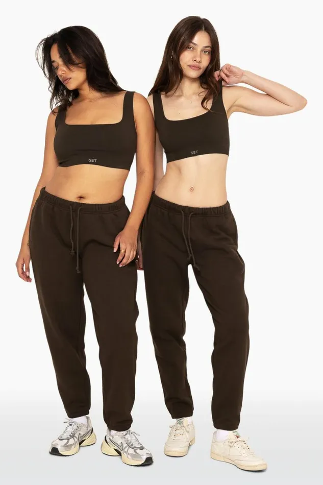 SET ACTIVE Bottoms HEAVYWEIGHT SWEATS DRAWSTRING SWEATPANTS 8211 ESPRESSO 8211 Women