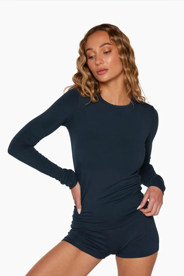 SET ACTIVE Lounge SLEEP JERSEY FITTED LONG SLEEVE 8211 OXFORD 8211 Women