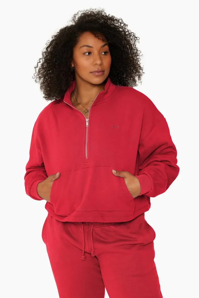SET ACTIVE Sweats HEAVYWEIGHT SWEATS HALF ZIP 8211 SPICY 8211 Women