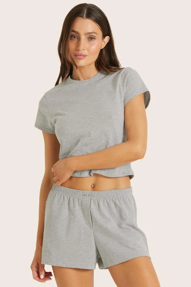 SET ACTIVE Tops Tanks Tees CLASSIC COTTON DAILY LINNY TEE 8211 FOG HEATHER GREY 8211 Women