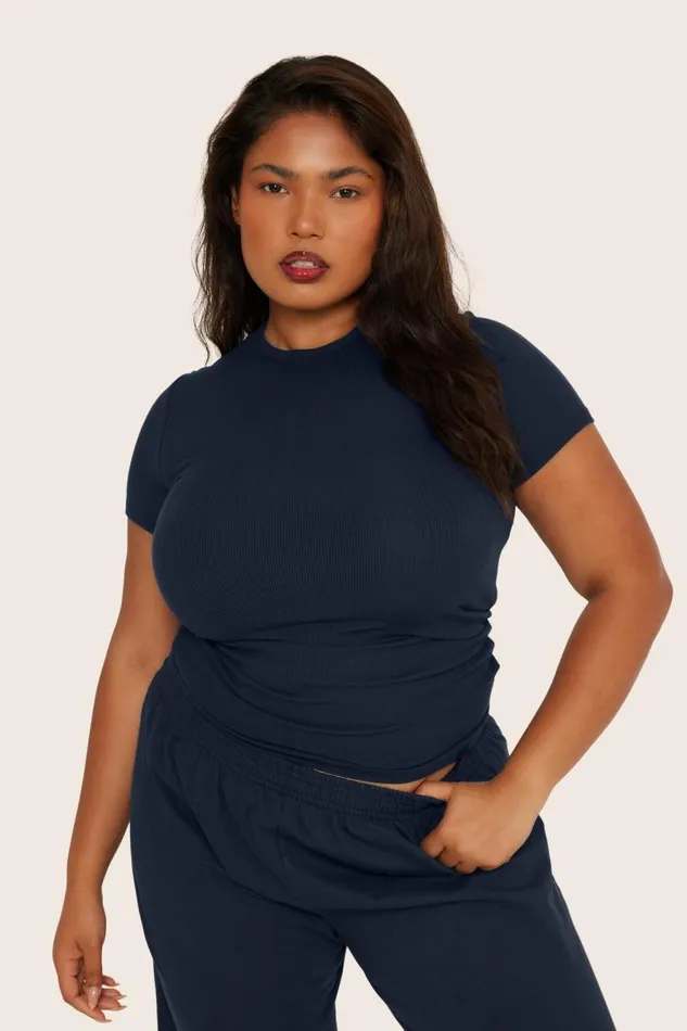SET ACTIVE Tops Tanks Tees RIBBED MODAL BODY TEE 8211 OXFORD 8211 Women