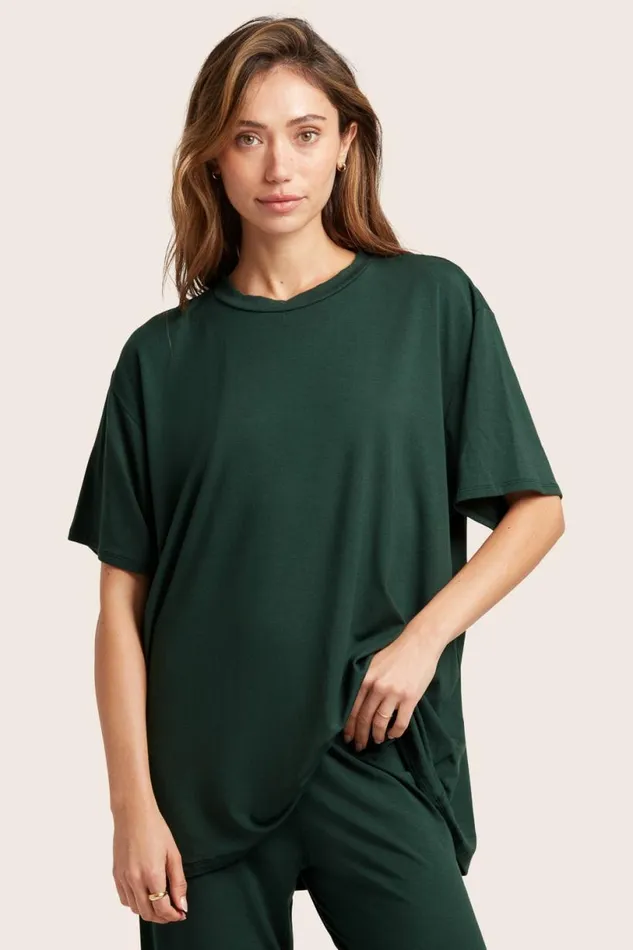 SET ACTIVE Tops Tanks Tees SLEEP JERSEY OVERSIZED BOYFRIEND SLEEP TEE 8211 ABYSS 8211 Women