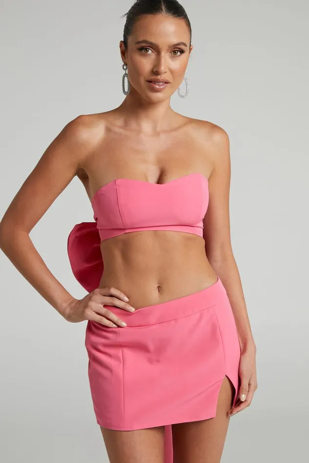 Shaima Mini Skirt 8211 Split Low Rise Micro Skirt In Pink Women Showpo Curve Clothes