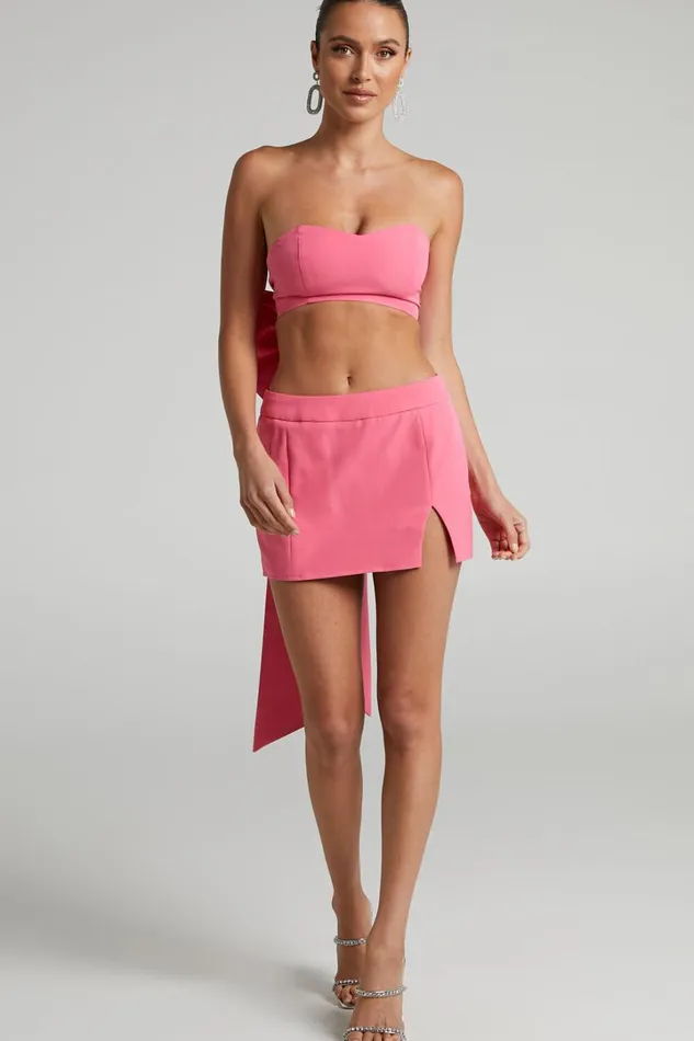 Shaima Mini Skirt 8211 Split Low Rise Micro Skirt In Pink Women Showpo Curve Clothes