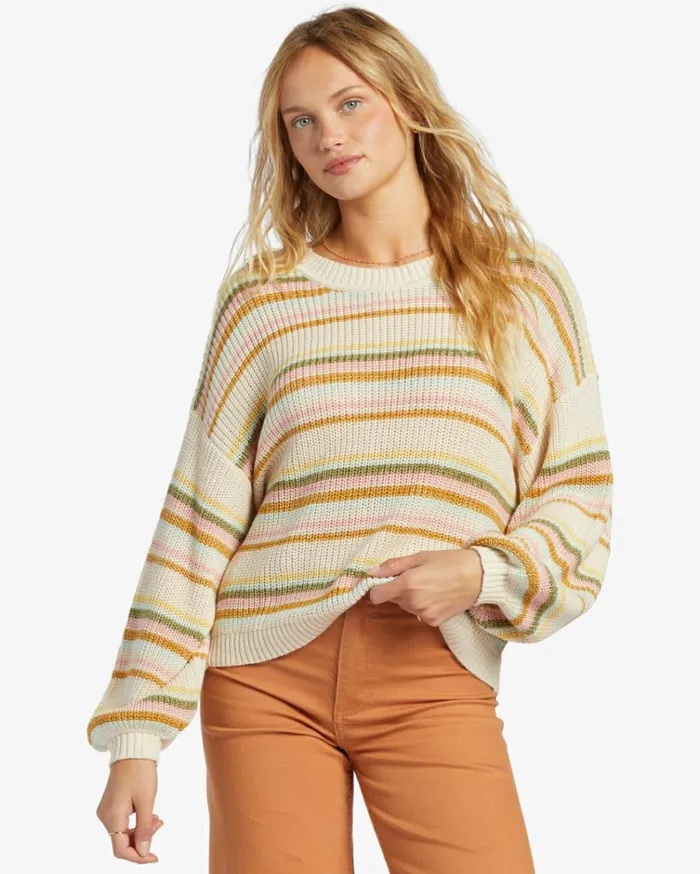 Sheer Love Crew Neck Sweater Multi Women Billabong Sweaters