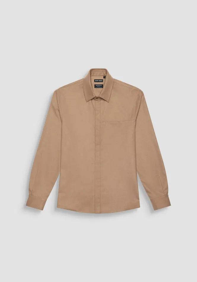 Shirts Men Antony Morato Amsterdam Regular Fit Shirt In Soft Touch Viscose Blend Fabric Beige Melange