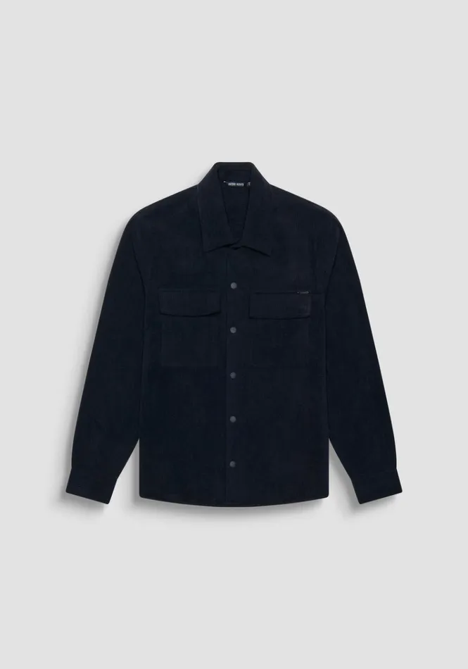 Shirts Men Antony Morato Berlin Regular Straigth Fit Shirt In Soft Touch Corduroy Fabric Blue Shirts Men Antony Morato Berlin Regular Straigth Fit Shirt In Soft Touch Corduroy Fabric Blue
