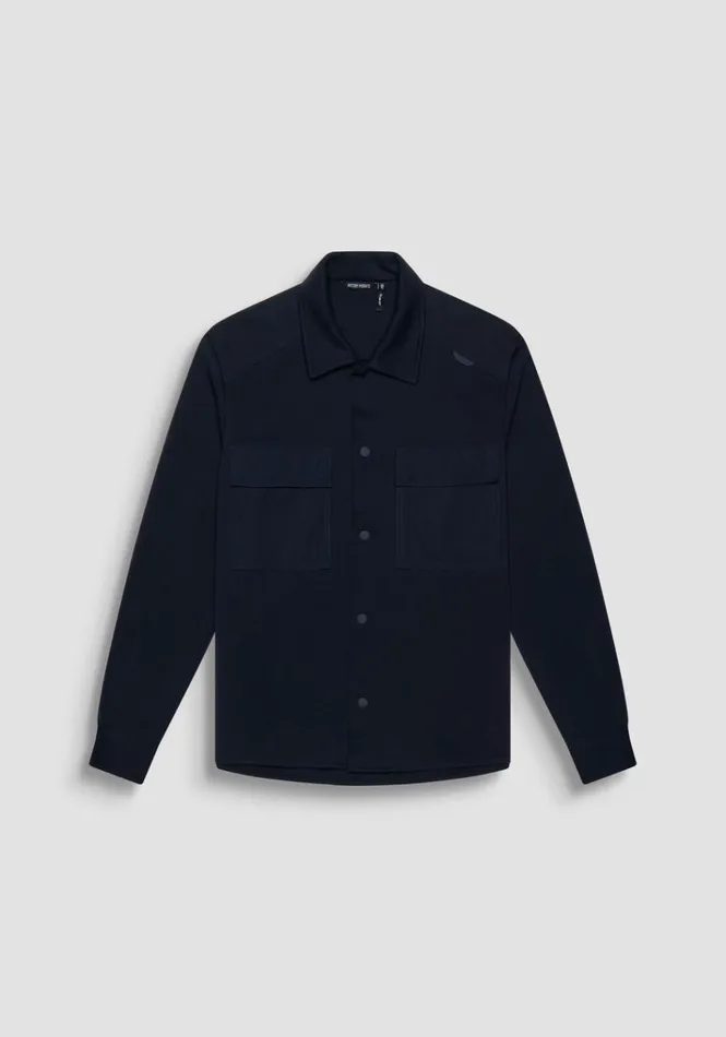 Shirts Men Antony Morato Regular Fit Shirt In Cotton With Rubberized Logo Blue Ink