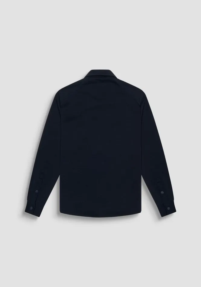 Shirts Men Antony Morato Regular Fit Shirt In Cotton With Rubberized Logo Blue Ink