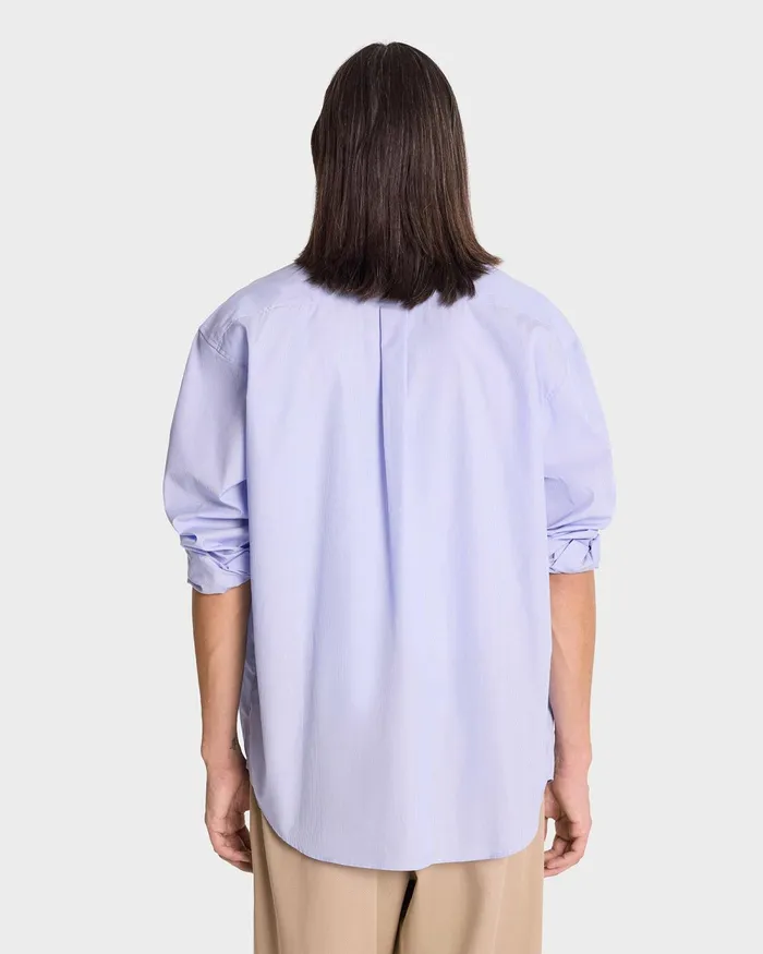 Shirts Men Sporty and Rich Crown Oversized Shirt 8211 BlueWhite Thin Stripe