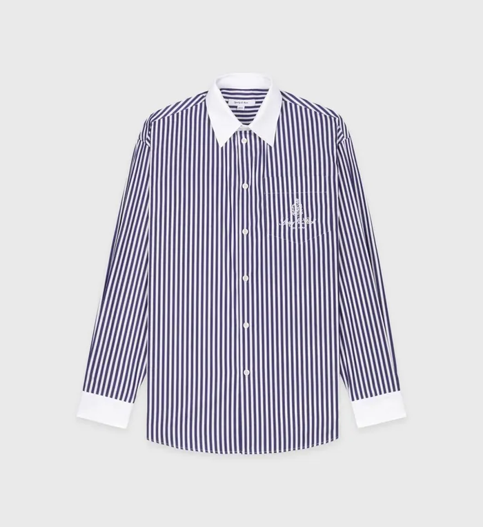 Shirts Men Sporty and Rich Vendome Oversized Shirt 8211 Navy StripeWhite