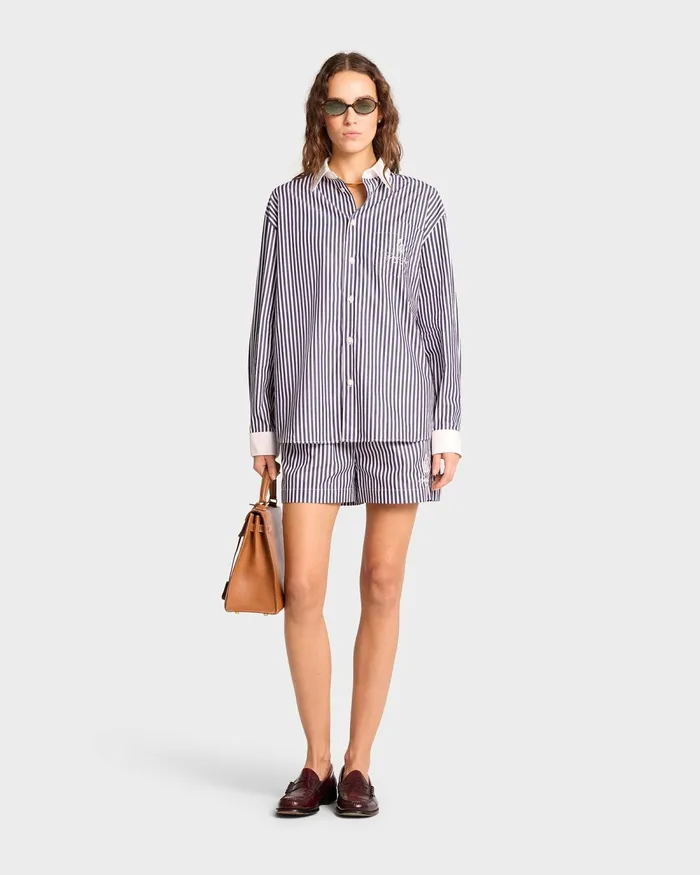 Shirts Men Sporty and Rich Vendome Oversized Shirt 8211 Navy StripeWhite