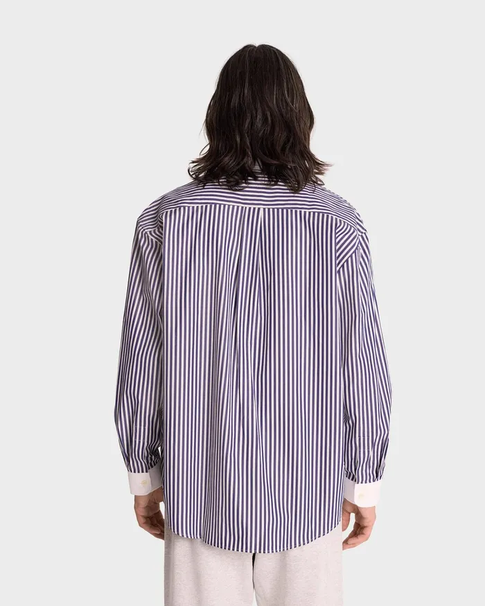 Shirts Men Sporty and Rich Vendome Oversized Shirt 8211 Navy StripeWhite