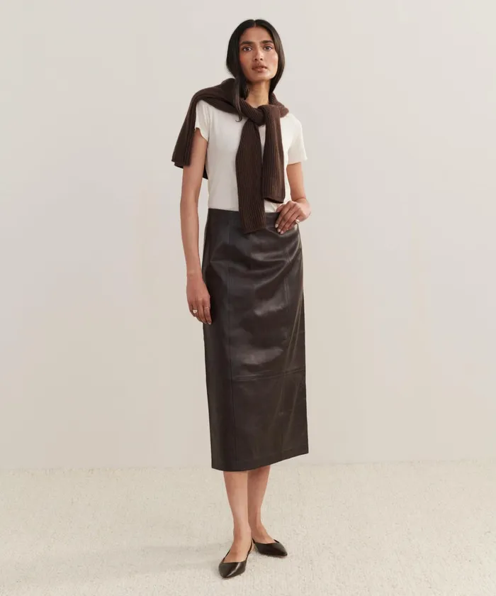 Skirts Women Jenni Kayne Leather Sienna Skirt Chocolate