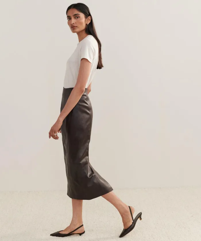 Skirts Women Jenni Kayne Leather Sienna Skirt Chocolate