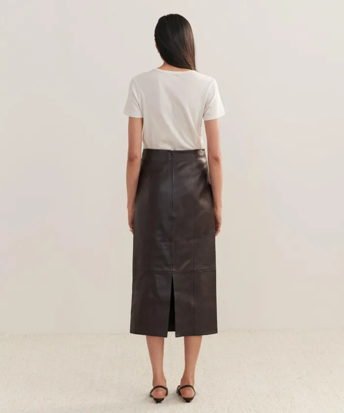 Skirts Women Jenni Kayne Leather Sienna Skirt Chocolate