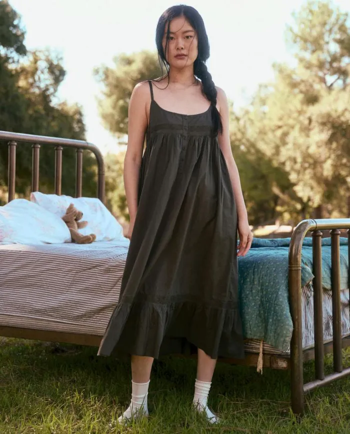 Sleep Dresses Women039s The Great The Eyelet Ruffle Tank Night Dress Black