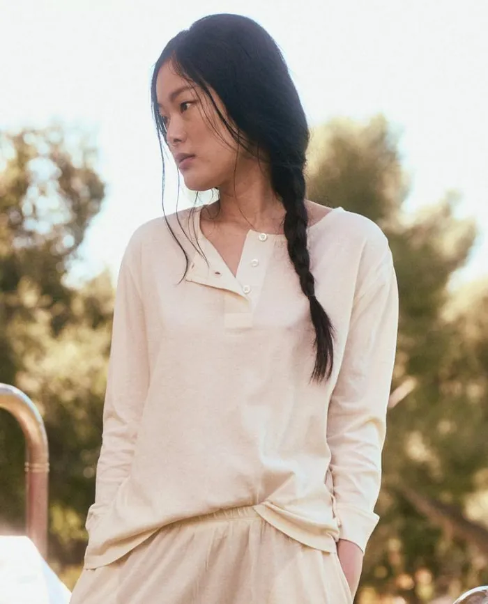 Sleep Tops Women039s The Great The Sleep Henley Washed White