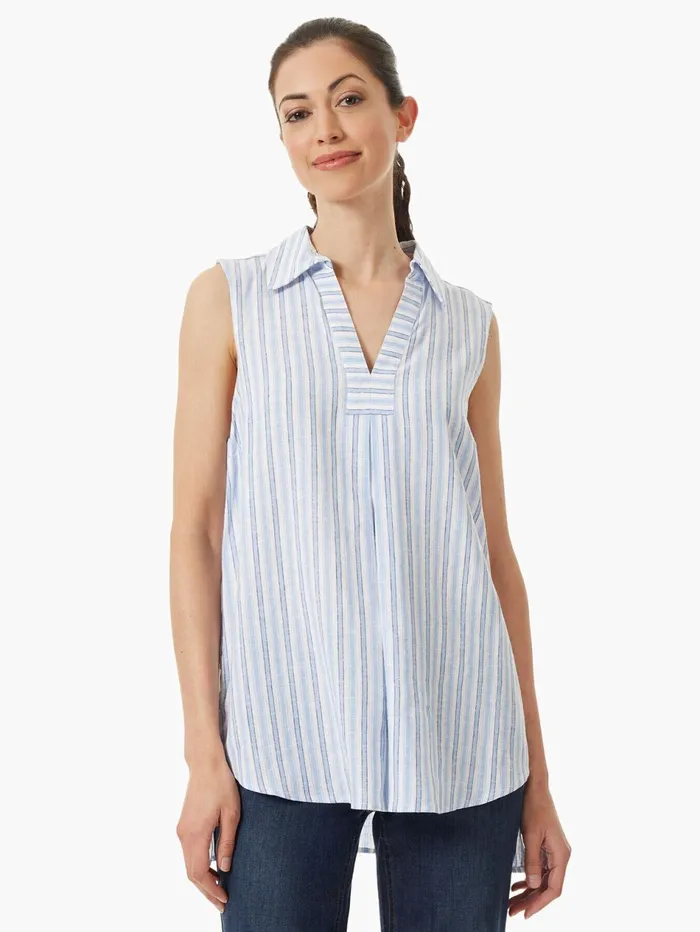 Sleeveless Striped LinenBlend Tunic Women Jones New York Tops and Blouses