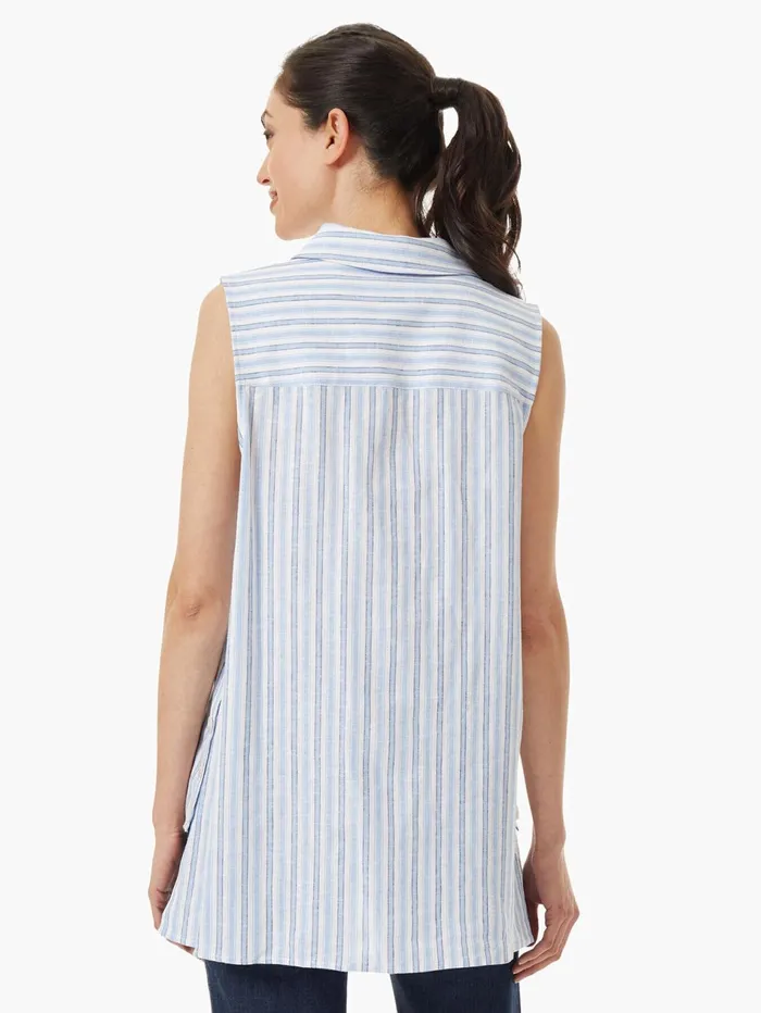 Sleeveless Striped LinenBlend Tunic Women Jones New York Tops and Blouses Sleeveless Striped LinenBlend Tunic Women Jones New York Tops and Blouses