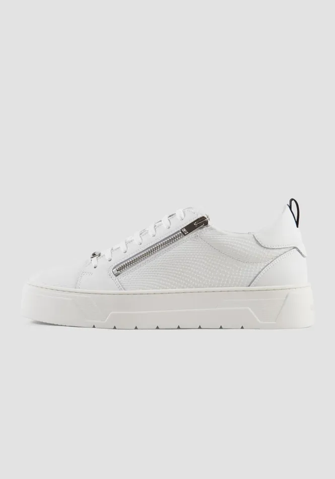 Sneakers Men Antony Morato Leather Zippered Sneaker In White White