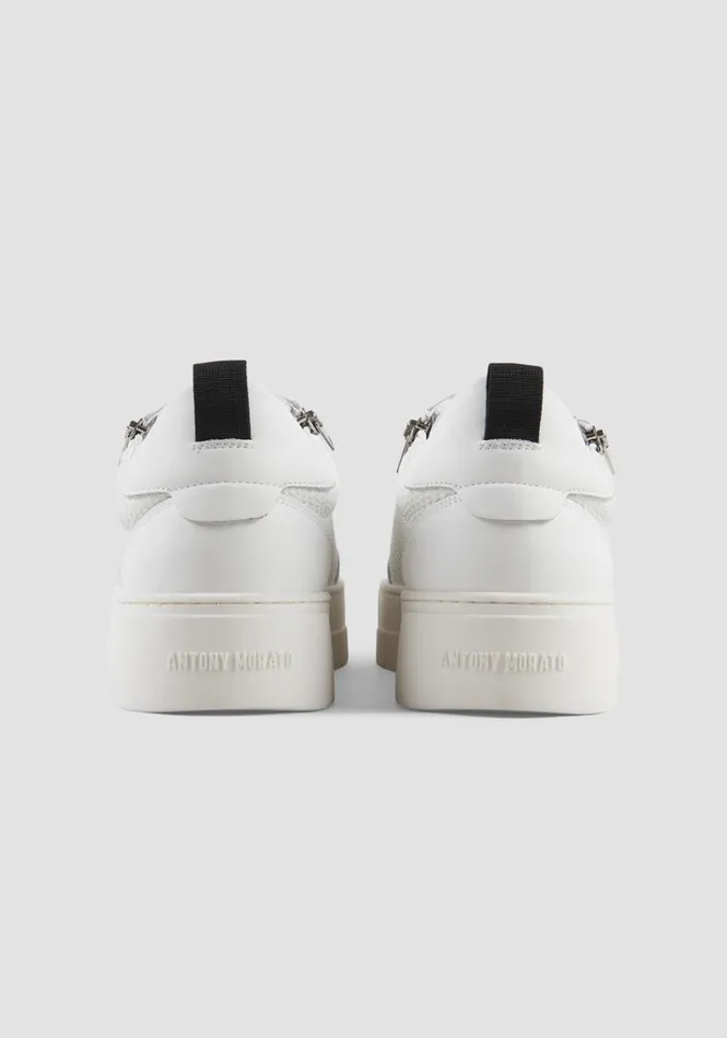 Sneakers Men Antony Morato Leather Zippered Sneaker In White White