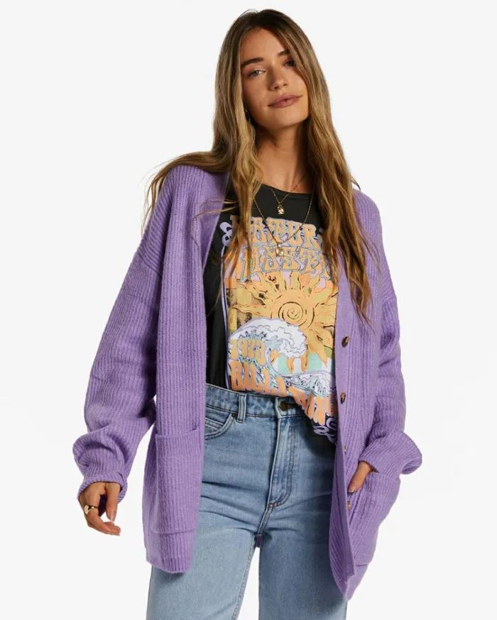 So Chill Cardigan Lilac Breeze Women Billabong Sweaters