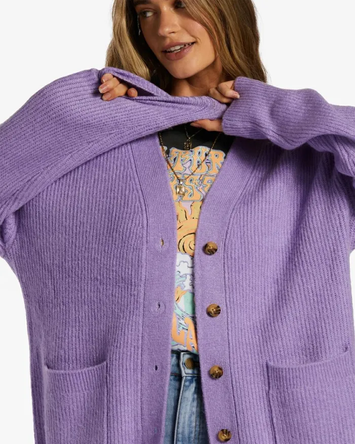 So Chill Cardigan Lilac Breeze Women Billabong Sweaters