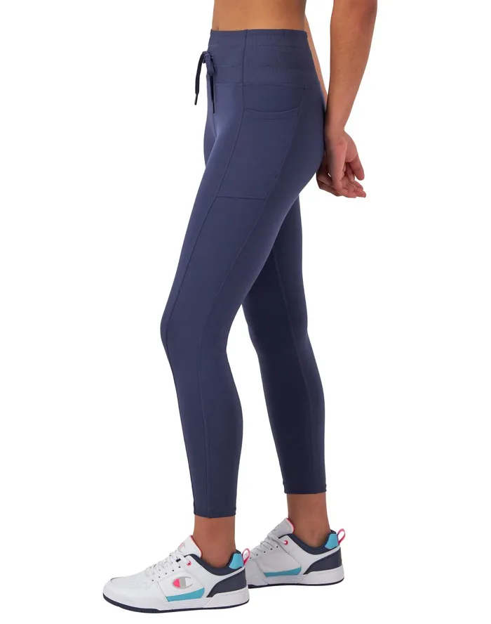 Soft Touch Drawcord Leggings Anti Odor C Logo 25034 Blown Glass Blue Women Champion Leggings