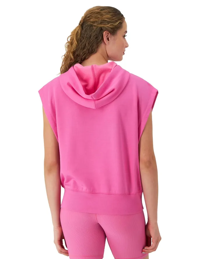 Soft Touch Sleeveless Hoodie C Logo Phlox Pink Women Champion Hoodies and Sweatshirts