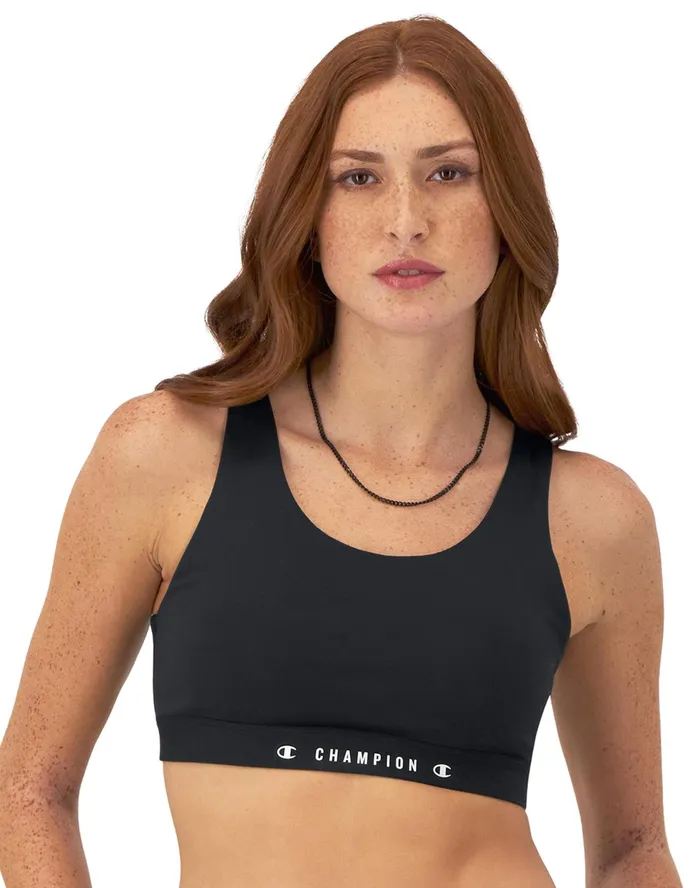 Soft Touch Sports Bra C Logo Graphic Black Women Champion Sports Bras and Bralettes