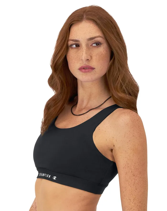 Soft Touch Sports Bra C Logo Graphic Black Women Champion Sports Bras and Bralettes