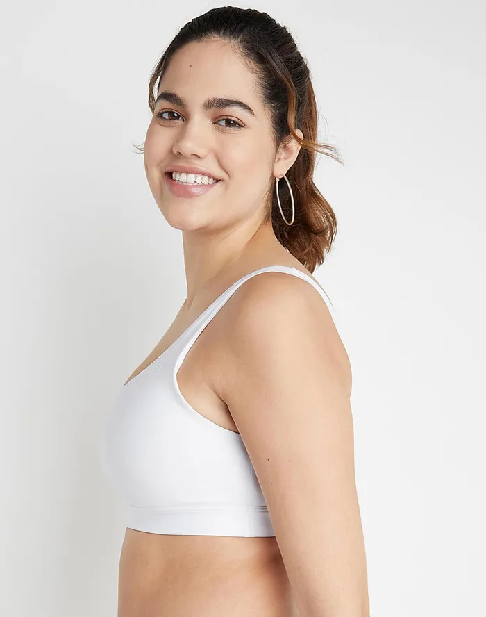 Soft Touch Sports Bra C Logo White Women Champion Sports Bras and Bralettes