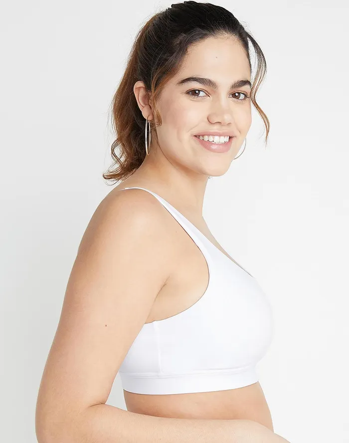 Soft Touch Sports Bra C Logo White Women Champion Sports Bras and Bralettes