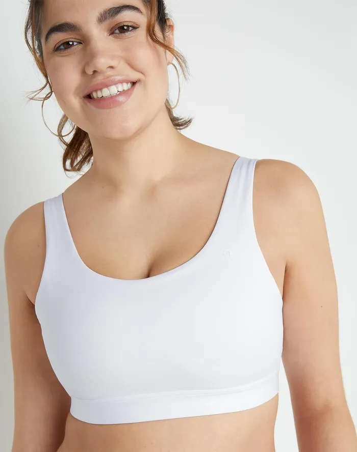 Soft Touch Sports Bra C Logo White Women Champion Sports Bras and Bralettes