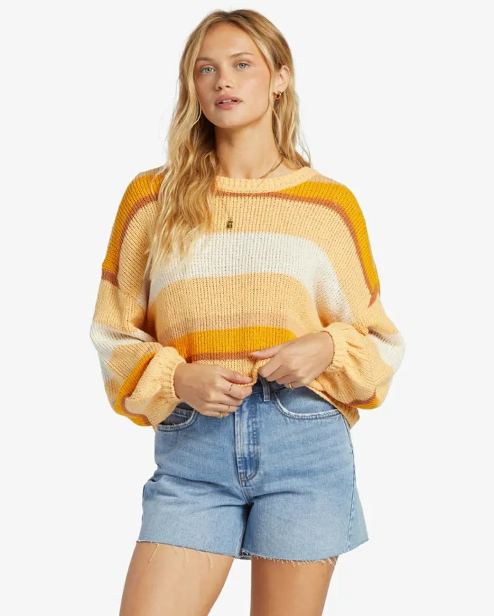 Sol Time Crew Neck Sweater Citrus Glow Women Billabong Sweaters